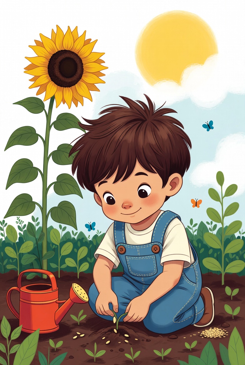 Leo Plants a Sunflower